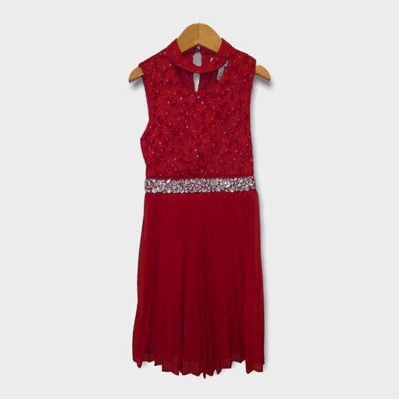Speechless Red Lace Glitter Formal Dress Girls 7 Holiday | Christmas Sparkle - Picture 1 of 7